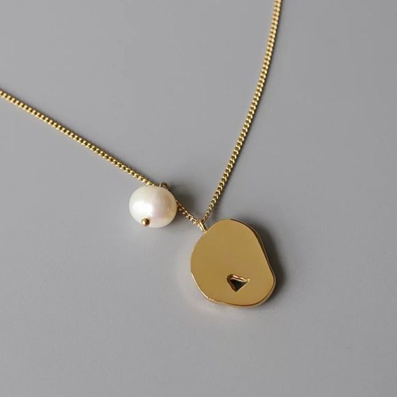 Gold plated necklace with pearl - Picture 3 of 7